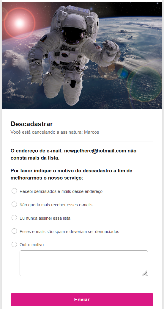 Razões de descadastro